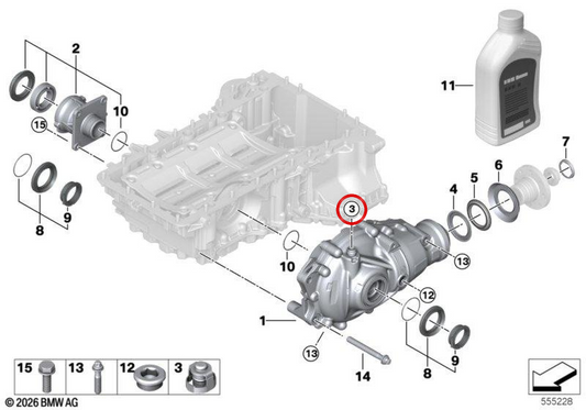 Spülpüde vordere Differentialluft OEM 31508844784 für BMW x5 G05, x5 m F95, x6 G06, x6 m f96, x7 g07. Original BMW.