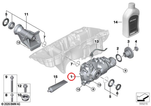 Diferencial delantero OEM 31509452644 para BMW G07. Original BMW.