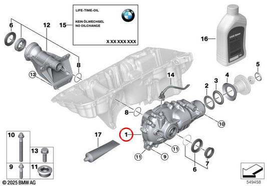 Diferencial dianteiro OEM 31509884349 para BMW G14, G15, G16. BMW genuíno.
