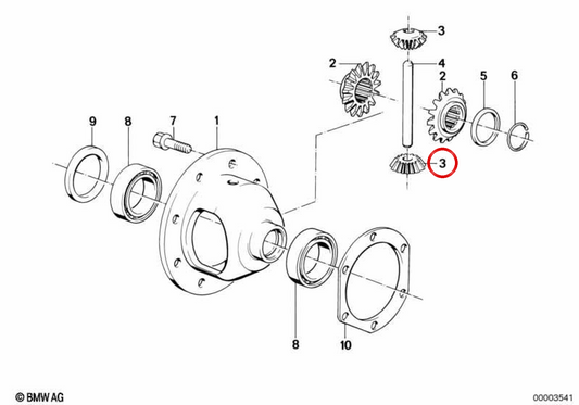 Engrenagem cônica diferencial OEM 31531211962 para BMW E30. BMW genuíno.
