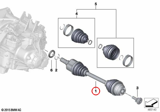 Left Output Shaft OEM 31605A2DFE7 for MINI F56, F55, Clubman F54, Cabrio F57. Original MINI.