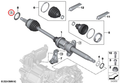 Tuerca hexagonal con brida OEM 31605A722B9 para MINI Cooper J01, Aceman J05... y más. Original MINI.