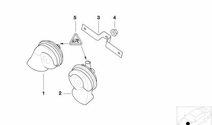 Claxon grave OEM 61337159421 para BMW E90, E91, E92, E93, E84, E53. Repuesto original BMW.