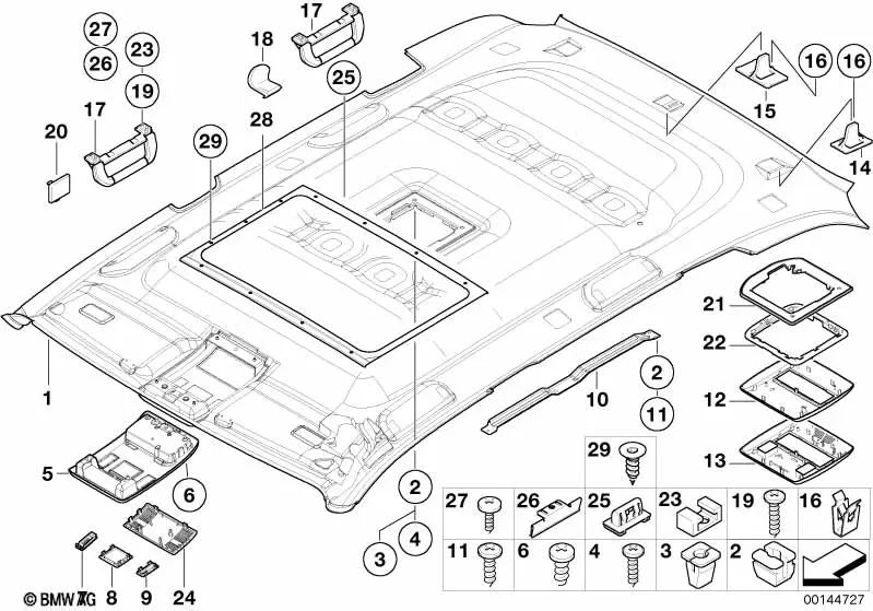 Quadro superior para BMW X5 E53 (OEM 51448257999). BMW original