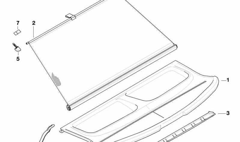 Bandeja trasera con cortinilla parasol manual OEM 51462268849 para BMW E36 {316i, 318tds} (berlina). Original BMW.