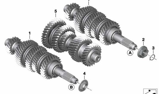 Eje intermedio OEM 23007105991 para BMW Motorrad K 1600 GT, K 1600 GTL, K 1600 B, K 1600 Grand America. Original BMW Motorrad.