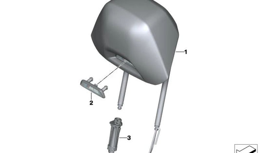 OEM 52107444351 headrest support for BMW X5 {F95, F95N, G05, G05N}, x6 {F96, F96N, G06, G06N}, x7 {G07, G07N}, XM {G09}. Original BMW.