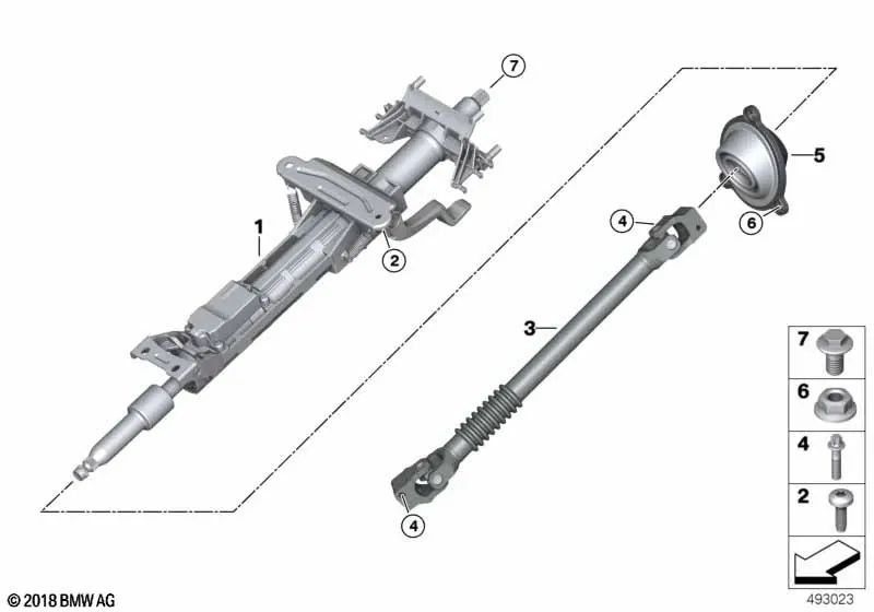 Mechanical steering column adjustment for BMW 3 Series G20, G21, X3 G01, Z4 G29 (OEM 32305A290C0). Original BMW.