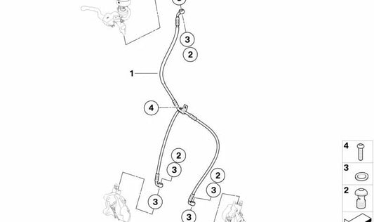 Tubo flexible de freno delantero OEM 34328525437 para motos BMW F800R, serie F, K73. Original BMW Motorrad.