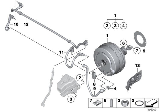 Tubo de vacío OEM 34337800695 para BMW E81, E82, E87, E88, E90, E91, E92, E93, E84. Original BMW.