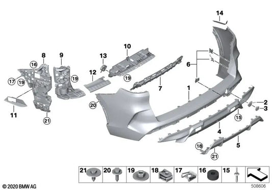 Arrière imprimé pour pare-chocs avant pour BMW F95 (OEM 51128081617). BMW d'origine