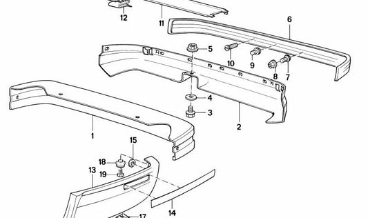 Tapa embellecedora OEM 51121967519 para BMW E24. Pieza original BMW. Ideal para paragolpes trasero, encaje perfecto y calidad garantizada.