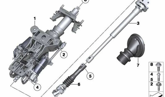 Mecanismo de ajuste eléctrico de columna de dirección OEM 32306795342 para BMW F06, F07, F10, F11, F12, F13. Original BMW.