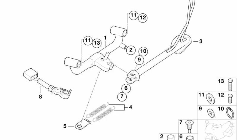 Tope de goma OEM 46522332218 para BMW Motorrad CK07, FK14, FK70, FK72, FK75, FK80. Compatible con modelos como F 650 CS, F 700 GS, F 750 GS, F 800 GS, GS Adventure, CE 04. Original BMW Motorrad.
