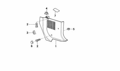 Soporte interior OEM 51438108298 para BMW E36, E31. Compatibilidad: 3er E36 (316g, 316i BE11/12/21/22/CA11/12/21/22/71). Pieza original BMW. Ideal para fijar paneles interiores del habitáculo.