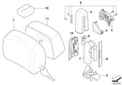 Encosto de cabeça de couro direito OEM 52107064980 para BMW 630i, 645Ci, 650i E63/E64. BMW genuíno.