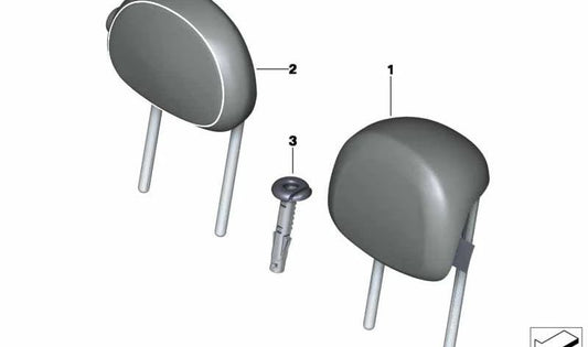 Reposacabezas abatible de cuero trasero OEM 52207945914 para MINI F56, F55, Clubman F54 LCI... y más. Original MINI.