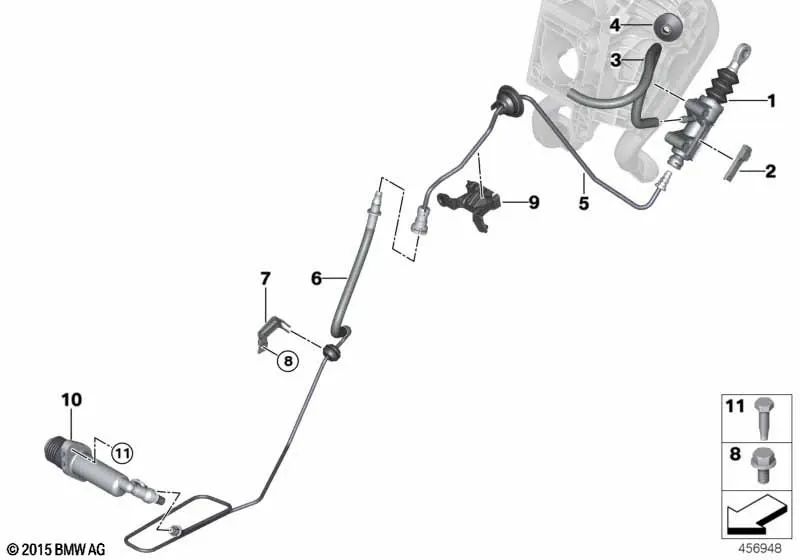 Cilindro Receptor del Embrague para BMW F40, F52, F44, F45, F46, F48, F39 (OEM 21526854659). Original BMW
