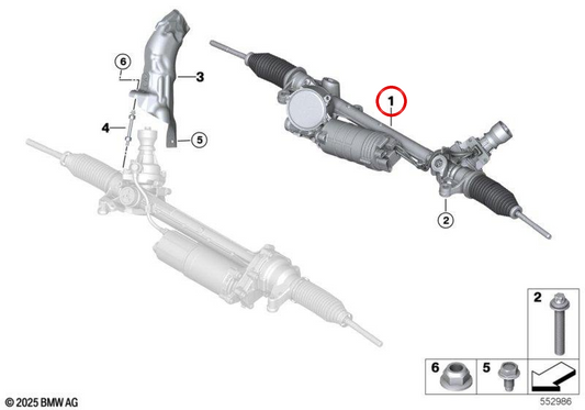 Direction assistée électrique 32105A65A52 pour BMW G05, G06, G07. BMW d'origine.