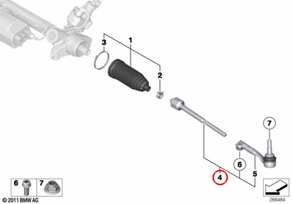Braço de direção esquerdo OEM 32106793621 para BMW E90, E91, E92, E84. BMW genuíno.