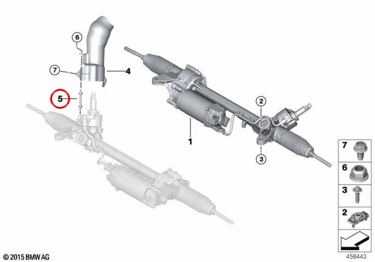 Tornillo distanciador OEM 32106866384 para BMW G42, G87, G20, G21, G28, G80, G81, G22, G23, G26, G82, G83, G30, G31, G60, G61, G32, G11, G12, G70, G14, G15, G16, G01, F97, G45, G02, F98, G05, G06, G07, G29. Original BMW.