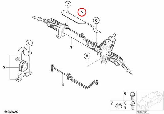Chapa calorífuga per ingranaggio dello sterzo OEM 32136756860 per MINI R50, R52, R53 Cooper, One, Cooper S… e altro. Originale MINI.