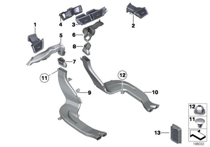 Parrilla de aire fresco central OEM 64222991235 para BMW X1 E84 sDrive18d, sDrive20d, sDrive23d. Original BMW.