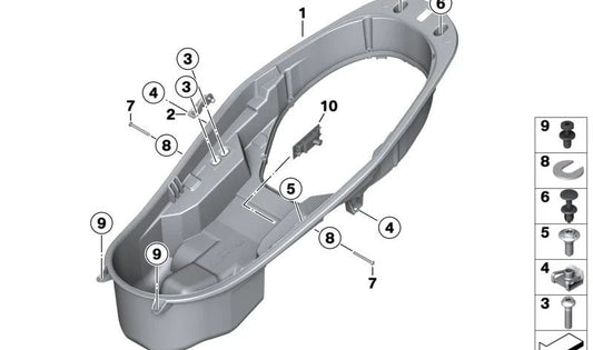 Piso del compartimento portaobjetos OEM 46548558591 para BMW Motorrad C 400 GT, C 400 X. Original BMW Motorrad.