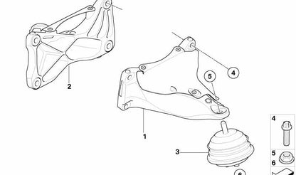 Soporte de motor izquierdo para BMW Serie 3 E90, E92, E93 (OEM 22112283203). Original BMW