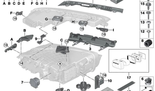 Jogo de parafuso OEM 63117440363 para BMW G42, G87, G80, G81, G22, G23, G26, G82, G83, F90, G30, G31, G38, G32, G11, G12, G70, G07, G31. BMW original.