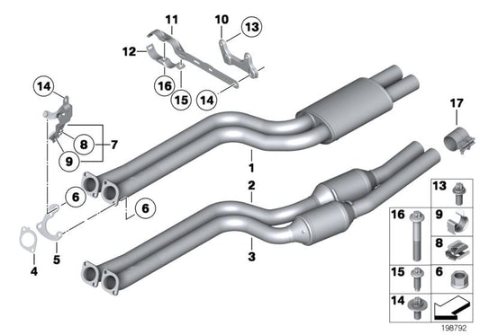 Abrazadera de escape OEM 18207586703 para BMW Z4 E89 (sDrive23i y sDrive30i). Compatible con versiones manuales y automáticas. Original BMW.