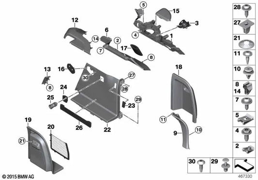 Left boot liner for BMW F26 (OEM 51477337587). Original BMW