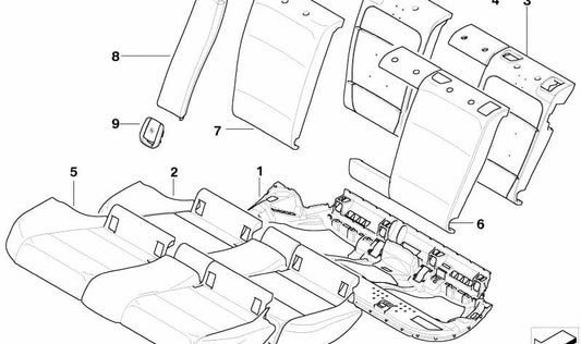 Funda respaldo tela izquierda OEM 52208036409 para BMW E91. Original BMW.