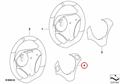 Cubierta de Volante deportivo embellecedor Performance OEM 32300430403 para BMW {E81, E82, E87, E88, E90, E91, E92, E93, E84}. Original BMW