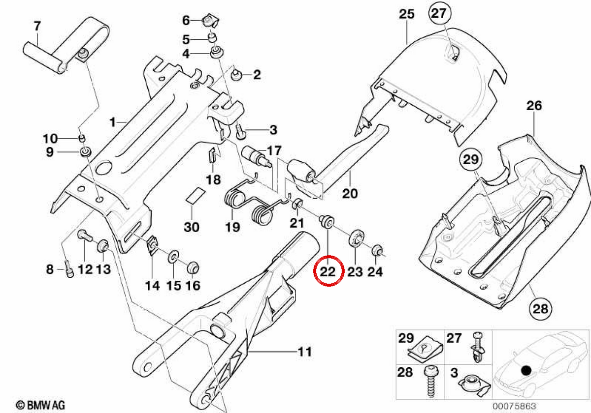 OEM -Adresse Buchse 32301092775 für BMW E39, E38, E53. Original BMW.