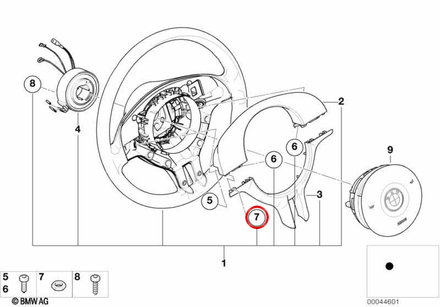 Dado inseribile per BMW E46, E39, E53 (OEM 32301096840). BMW originale.