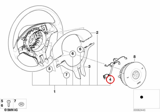 Airbag-Verbindungskabel / Schleifring OEM 32301097246 für BMW 3er E46, 5er E39, X5 E53, Z4 E85, Z4 E86… und mehr. Original BMW