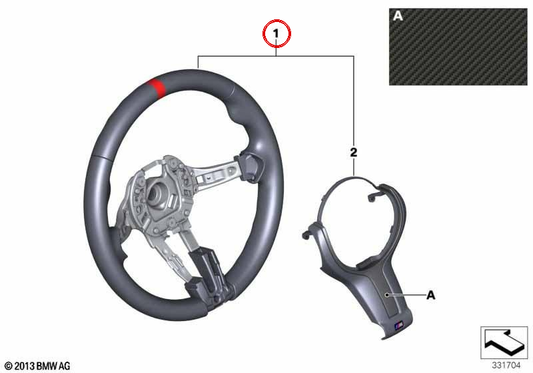 Volante esportivo M Performance II OEM 32302230188 para BMW (F20, F21, F22, F23, F30, F31, F34, F32, F33, F36). BMW genuíno.