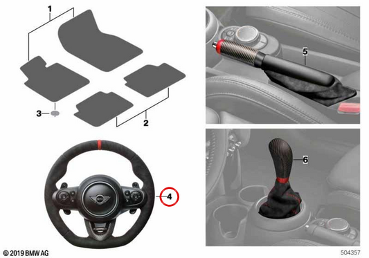Jante de volante JCW Pro Alcantara OEM 32302364769 para MINI Cooper S, John Cooper Works... e muito mais. MINI originais.