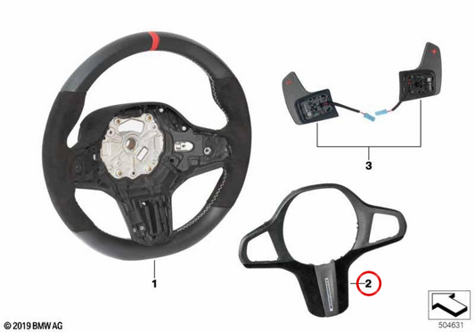 Cubierta de volante M Performance OEM 32302463595 para BMW F40, F44, G42, G87, G20, G21, G28, G80, G81, G22, G23, G26, G82, G83, G29. Original BMW.