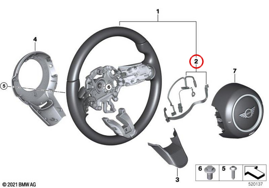Câble de connexion au volant OEM 32305A32949 pour MINI F56 LCI, F56 BEV LCI, F55 LCI, Clubman F54 LCI, Cabrio F57 LCI, Countryman F60 LCI. MINI d'origine.