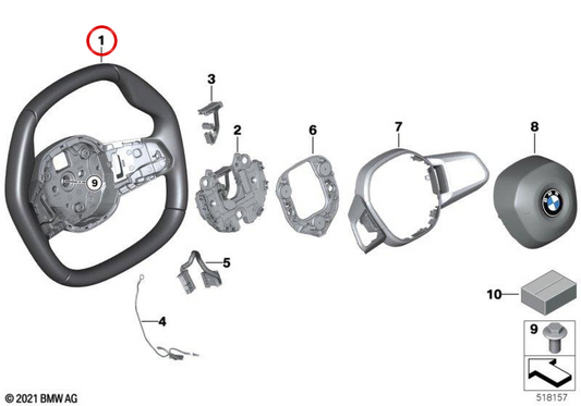 OEM -Lederlenkrad 32305A398F5 für BMW IX (i20). Original BMW.