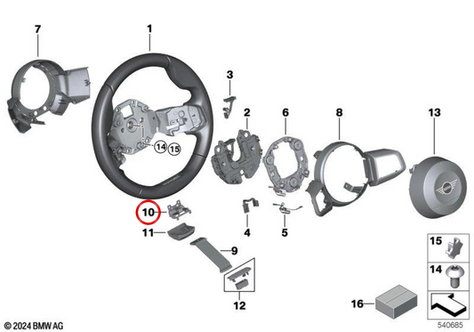 Ruban de fixation de volant OEM 32305A6CB39 pour MINI F66, F65, Cabrio F67, Countryman U25. MINI d'origine.