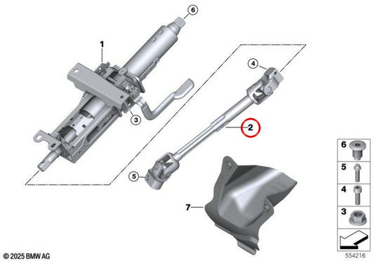 Colonne de direction OEM 32305A7F205 pour MINI J01 Cooper E, J01 Cooper SE, J05 Aceman E... et plus encore. MINI d'origine.