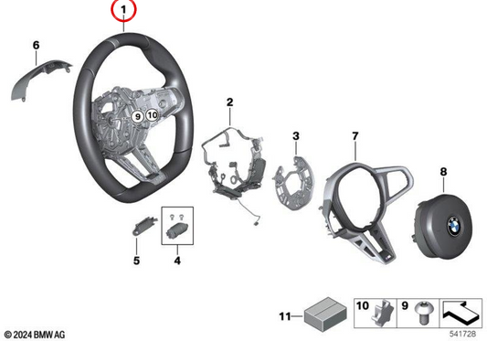 Volant M Sport OEM 32305A8A902 pour BMW i4 G26 M50 xDrive. Véritable BMW.