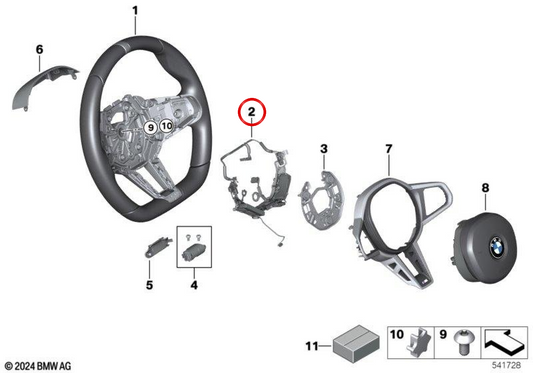 Câble de connexion au volant OEM 32305A8A924 pour BMW Série 3 G20, G21, Série 4 G22, G23, G26, i4 G26... et plus encore. Véritable BMW.