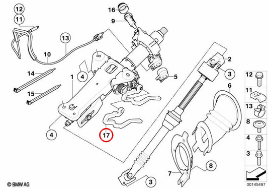 Alavanca de ajuste do volante OEM 32306768494 para BMW E60, E61. BMW genuíno.