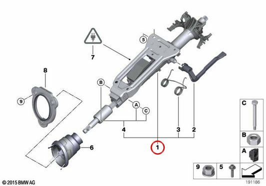 OEM -Mechanismus für mechanische Managementsäulenanpassungsmechanismus 32306789299 für BMW E90, E91, E92, E93. Original BMW.