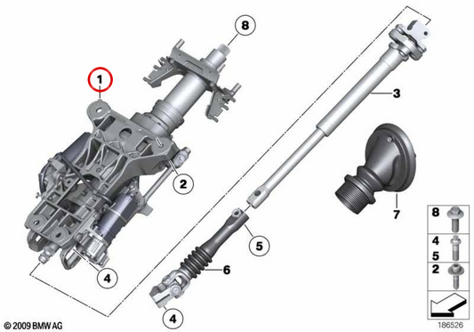 Mecanismo de ajuste da coluna de direção elétrica OEM 32306795342 para BMW F06, F07, F10, F11, F12, F13. BMW genuíno.