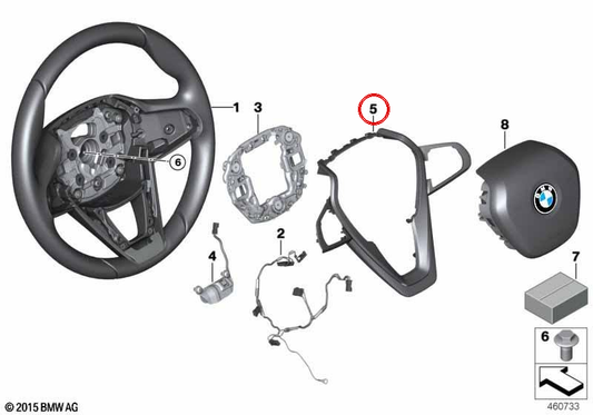 Moldura Decorativa del Volante para BMW G11, G12 (OEM 32306847543). Original BMW.